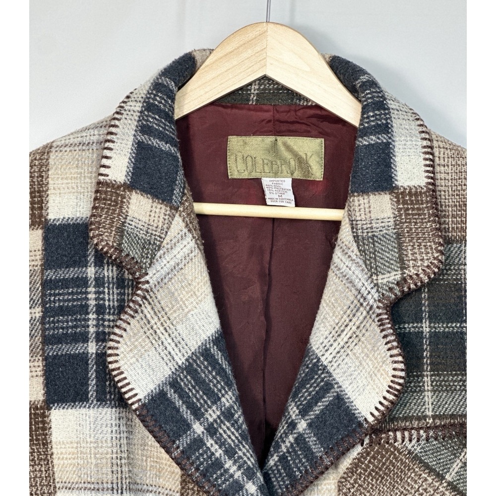 JL Colebrook Women's Medium‎ Plaid Patchwork Button Up Coat Lined Wool Blend - Picture 2 of 8
